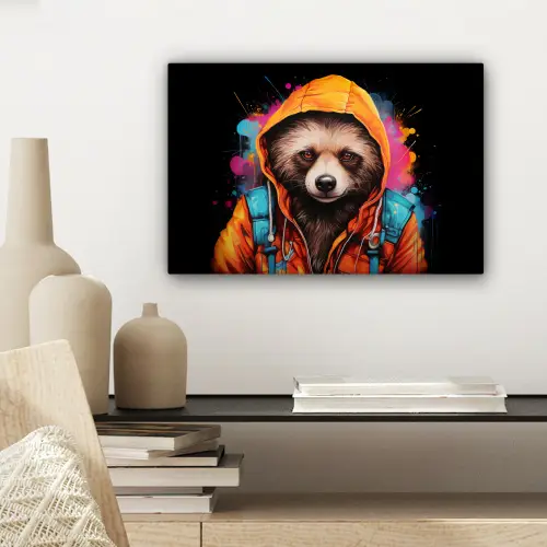 Graffiti - Wasbeer - Jas - Zwart canvas 2cm klein -sfeer6