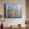 Skyline - Wolkenkrabbers - Water - Blauw Textielframe zwart klein -sfeer3