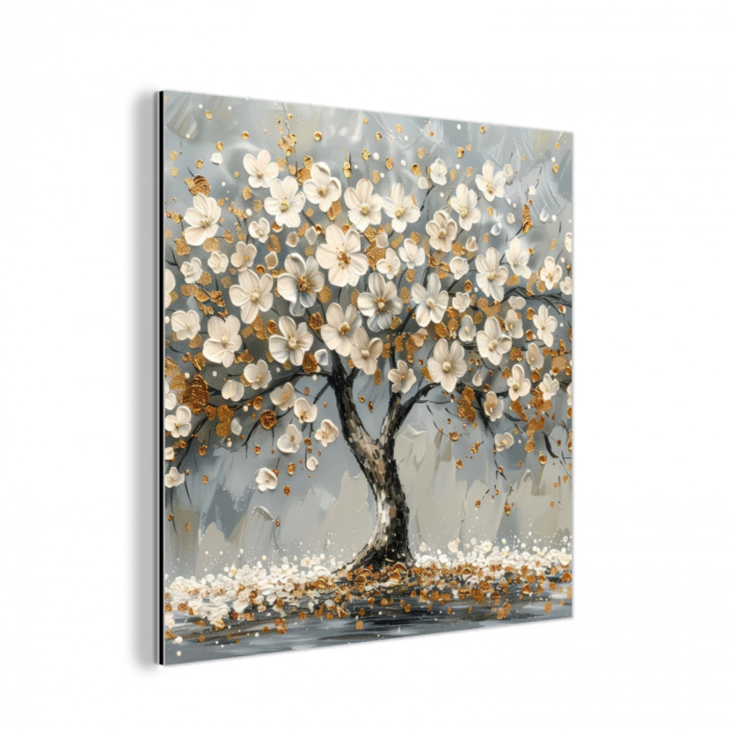 Boom - Bloemen - Wit - Natuur - Kunst aluminium wit klein -3d