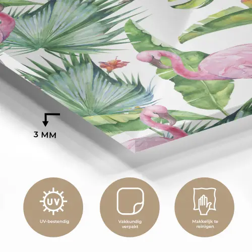 Inductie beschermer - Flamingo - Bladeren - Afdekplaat voor kookplaat - Tropisch plexiglas 5mm klein -sfeer2