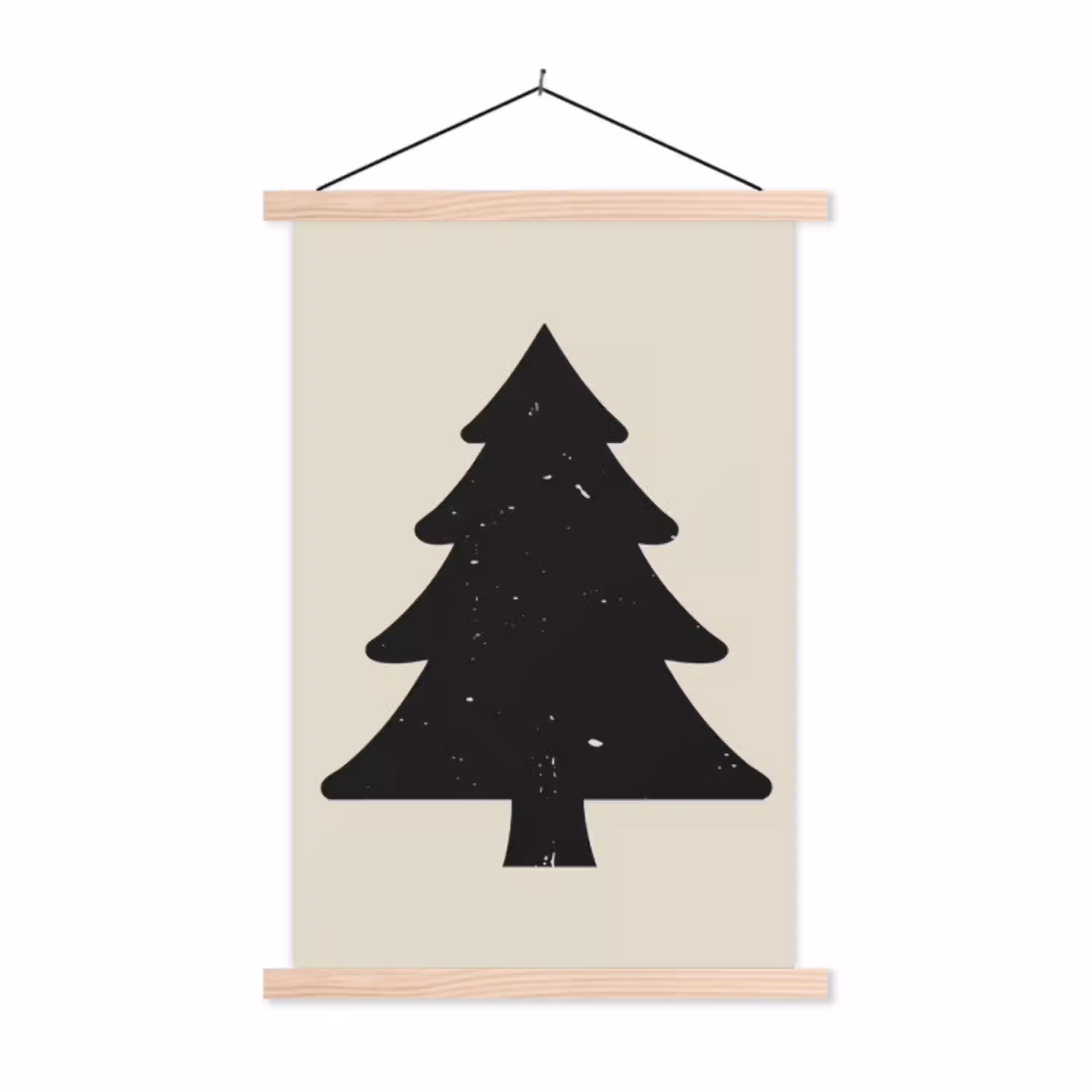 Kerstboom - Zwarte kerstboom - Boom - Japandi textielposter latten blank klein -3d