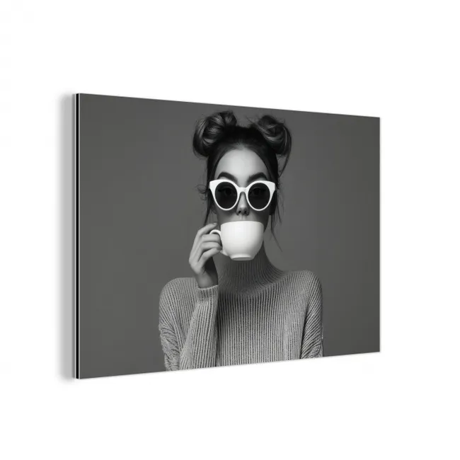 Vrouw - Koffie - Zwart - Wit aluminium wit klein -3d