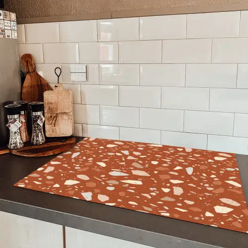 Terrazzo - Patroon - Klei Inductie beschermer vinyl 3mm klein 276 -sfeer3