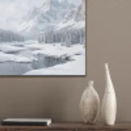 Sneeuwlandschap - Bergen - Rivier - Winter PET vilt klein -sfeer6_closeup