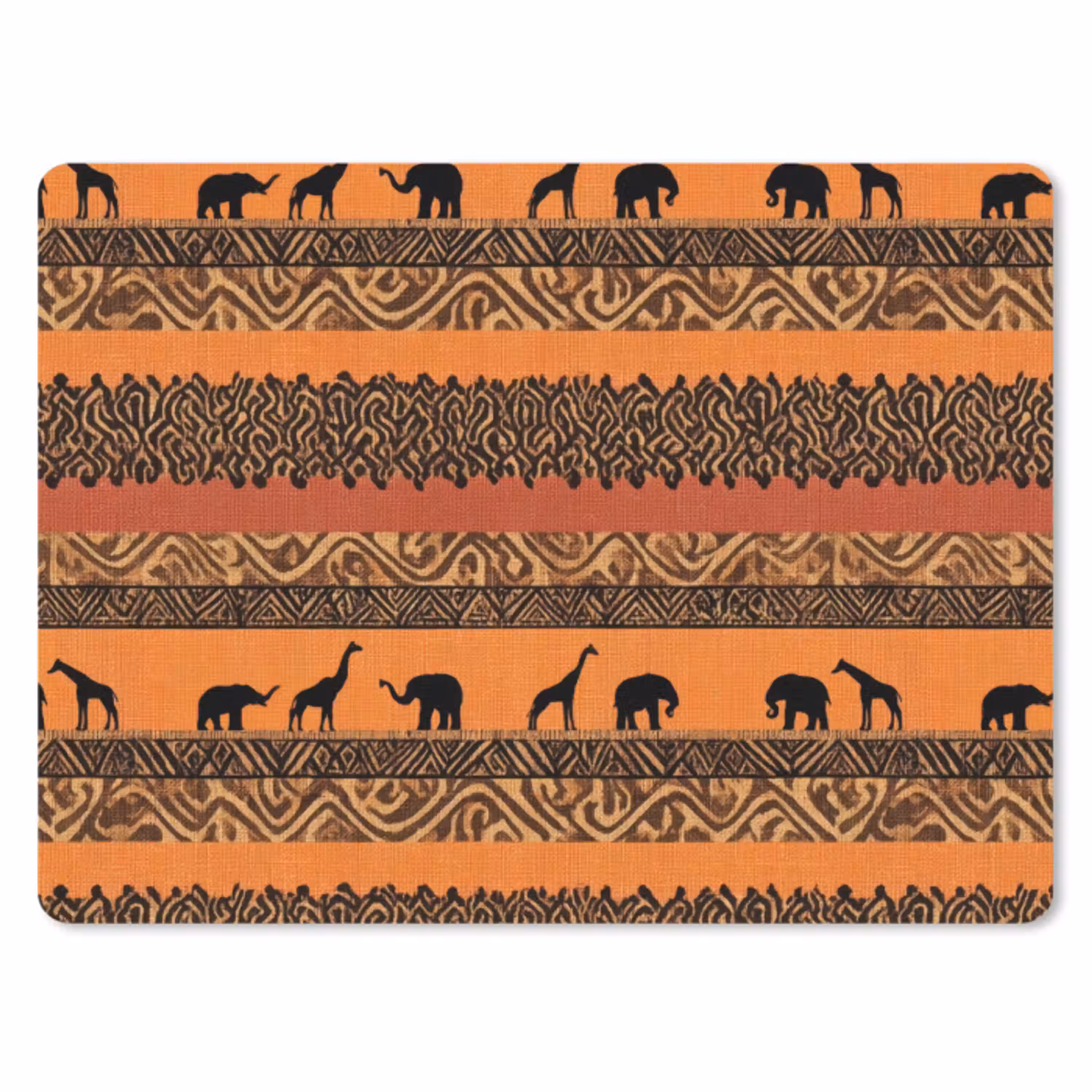 Oranje - Safari - Afrikaans - Dieren - Patroon muismat rubber klein 262 -3d