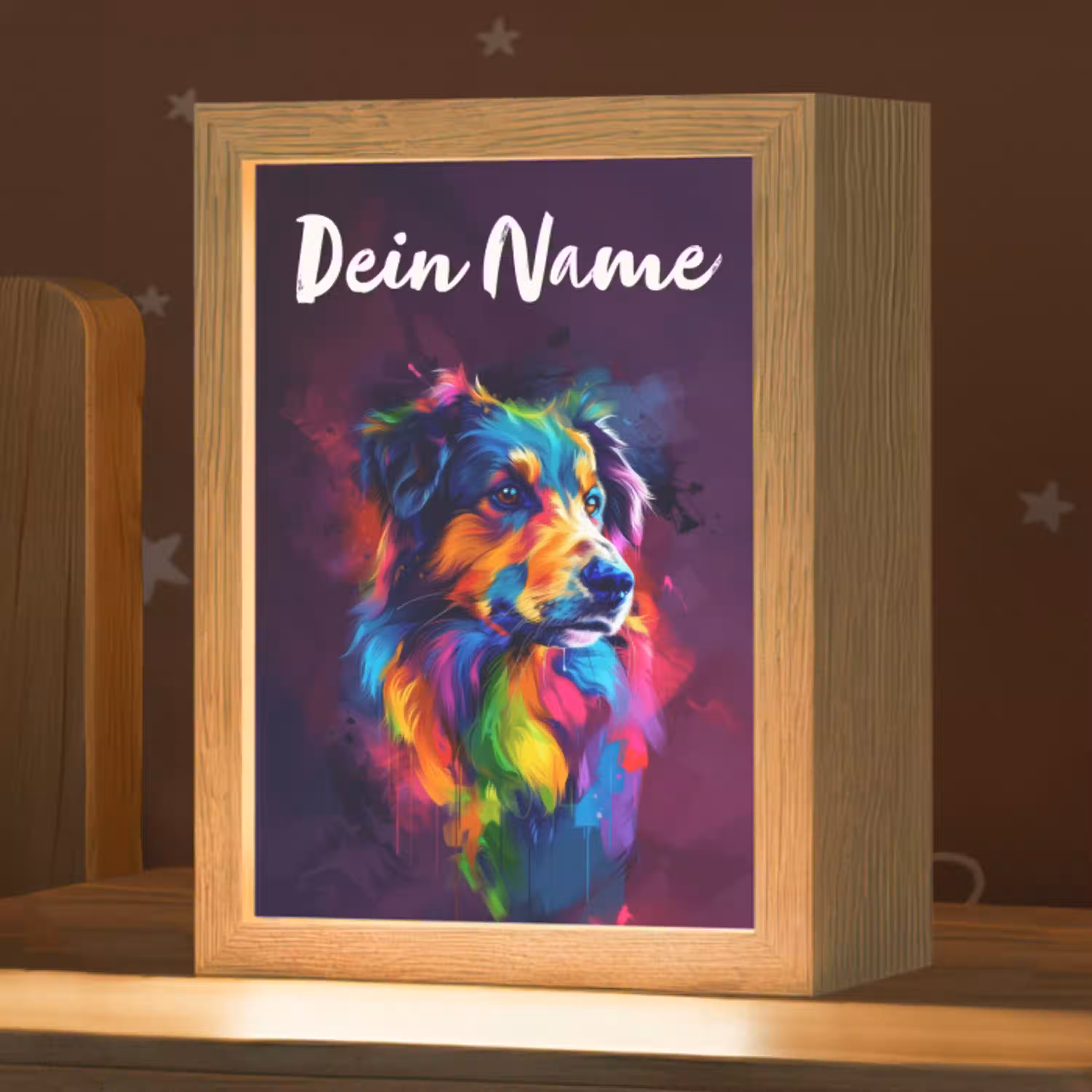 Hond - Kleurrijk - Dier - Dierenhoofd Light Box met kabel (Kinderlampje) klein -zzz_3d_website