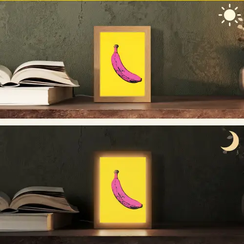 Banaan - Grafisch - Geel Light Box met kabel (Tafellamp) klein -sfeer3