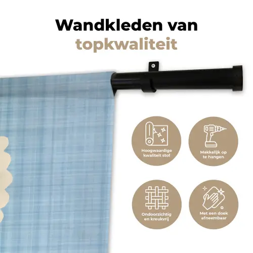 Aardbeien - Lijst - Rood - Geruit Wandkleed katoen klein -sfeer2