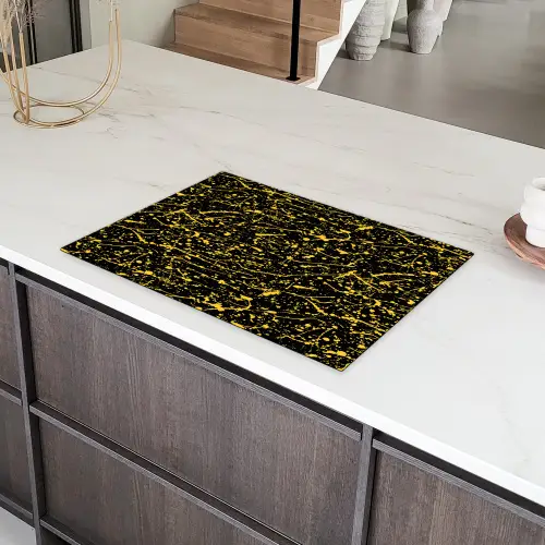 Spat - Waterverf - Geel - Zwart Inductie beschermer vinyl 3mm klein 276 -sfeer8