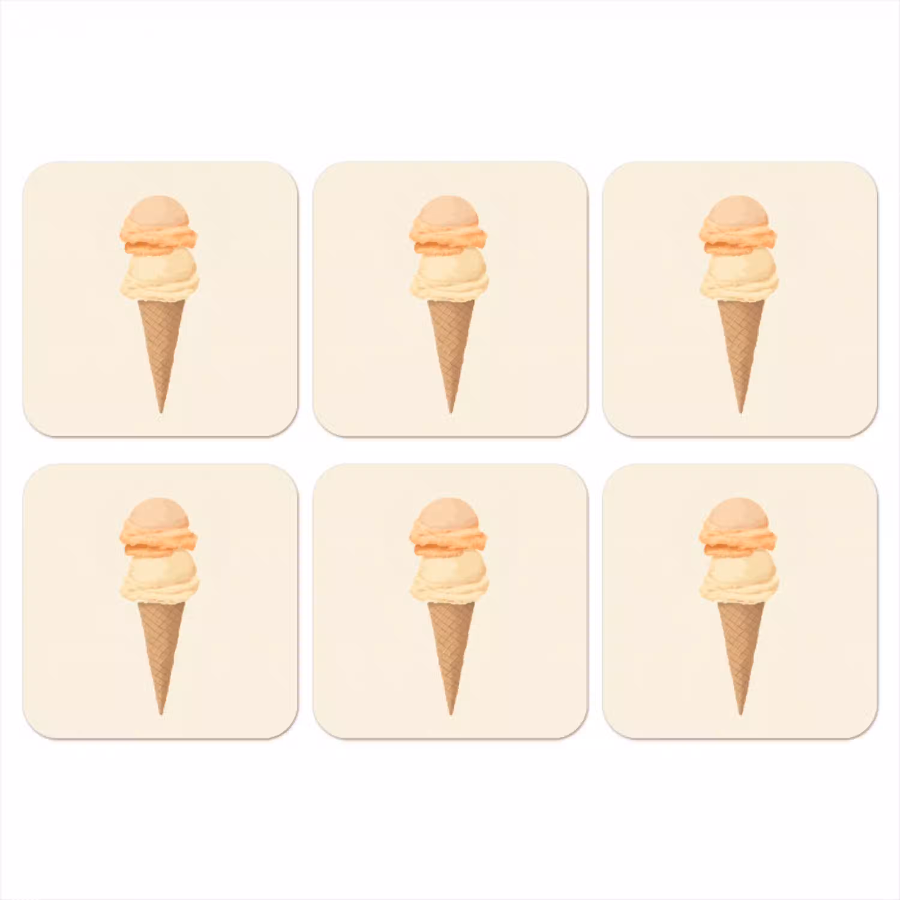 Minimalistisch - Schepijs - Hoorntje - Beige onderzetter kurk middel -3d