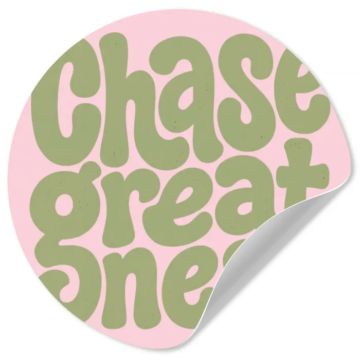 Chase greatness - Groen - Roze - Retro Wandcirkel behangsticker klein -3d
