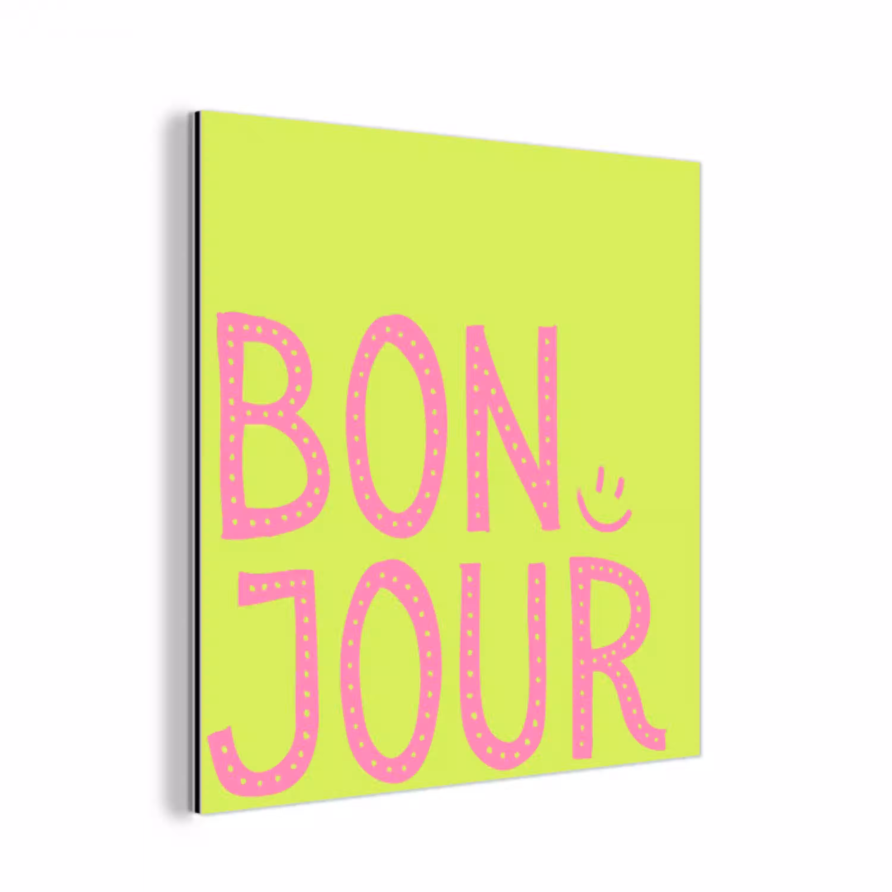 Groen - Smiley - Bonjour - Roze aluminium wit klein -3d