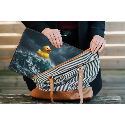 Storm - Badeend - Golven laptophoes neopreen klein -tas