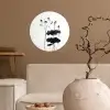 Bladeren - Zwart - Lotusbloem - Minimalitisch Wandcirkel behangsticker klein -sfeer1