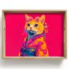 Kat - Kimono - Bloemen - Roze Dienblad Rechthoek middel -z3d_shopping