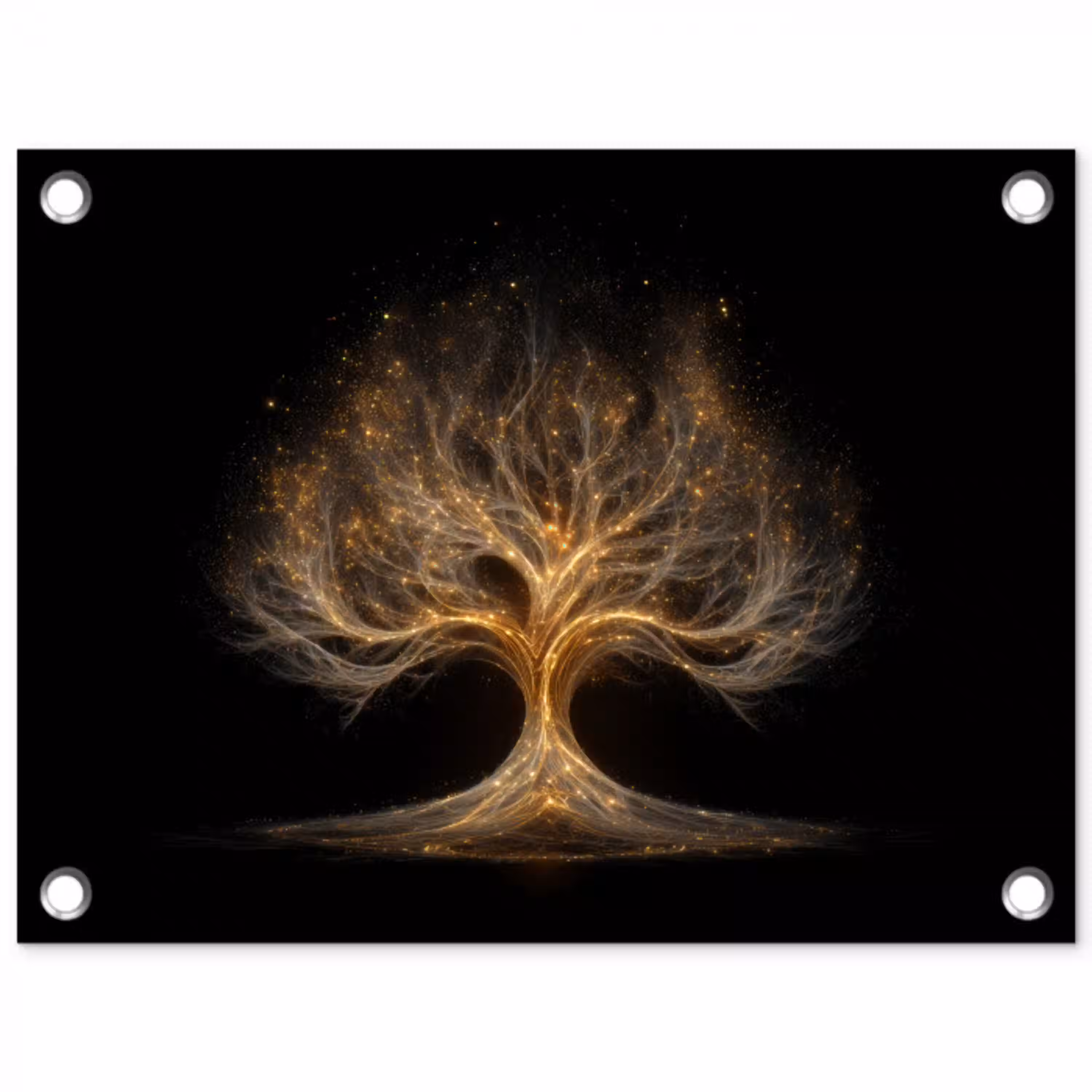 Lichtjes - Boom - Abstract - Zwart tuinposter los doek klein -3d