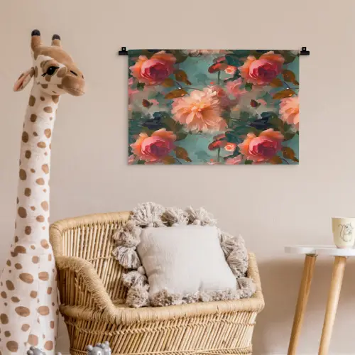 Roze - Patroon - Bloemen Wandkleed katoen klein 269 -wsfeer5_kind