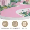 Kleurrijk - Huizen - Heuvels - Roze Akoestische PET Vilt - Rond klein -closeup_NL