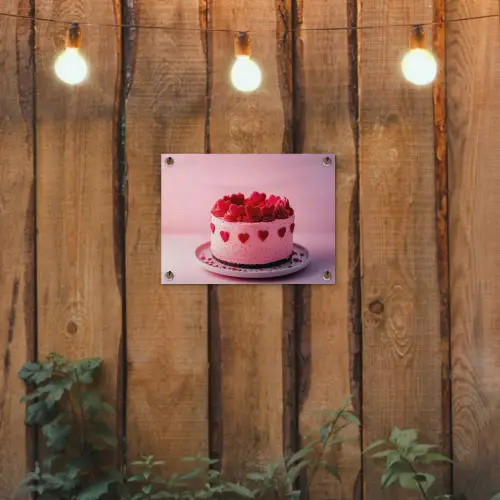 Taart - Hart - Roze tuinposter los doek klein -sfeer1