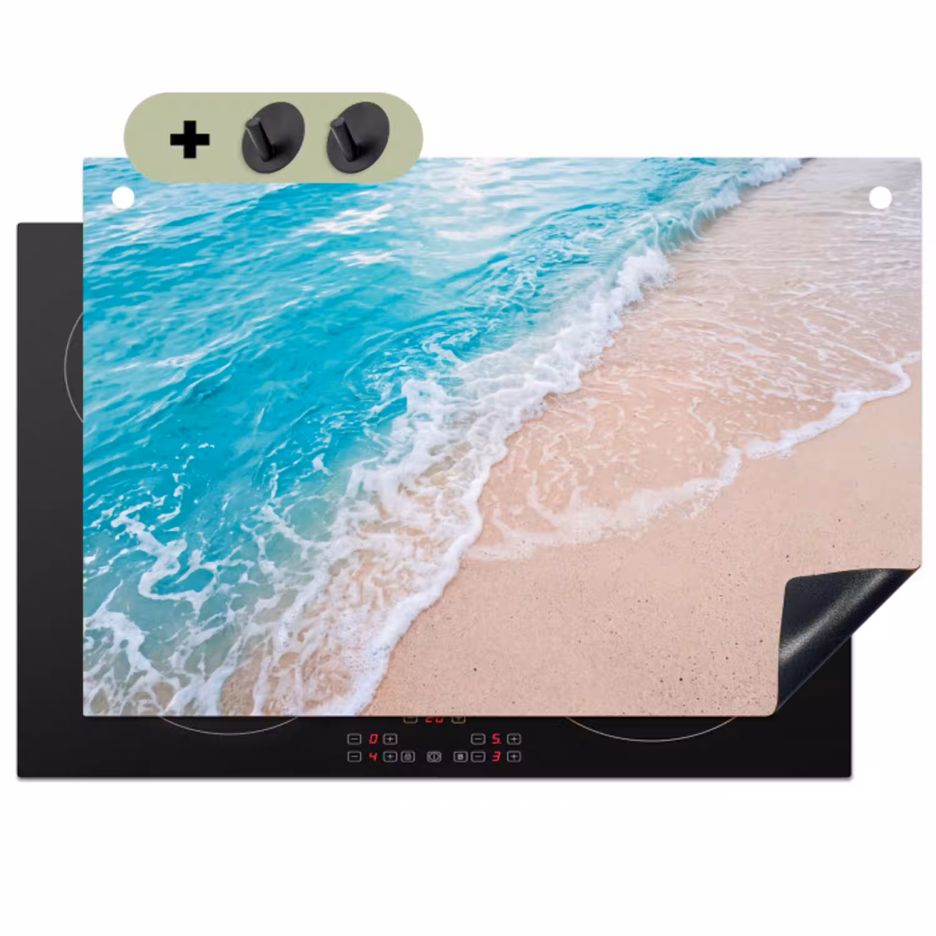 Strand - Zee - Golf - Natuur - Blauw Inductie beschemer met haakjes klein -3d