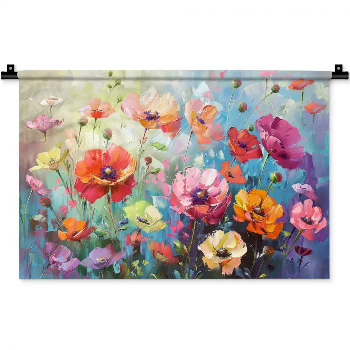 Bloemen - Kleurrijk - Waterverf - Natuur - Zomer Wandkleed katoen klein -zz3d