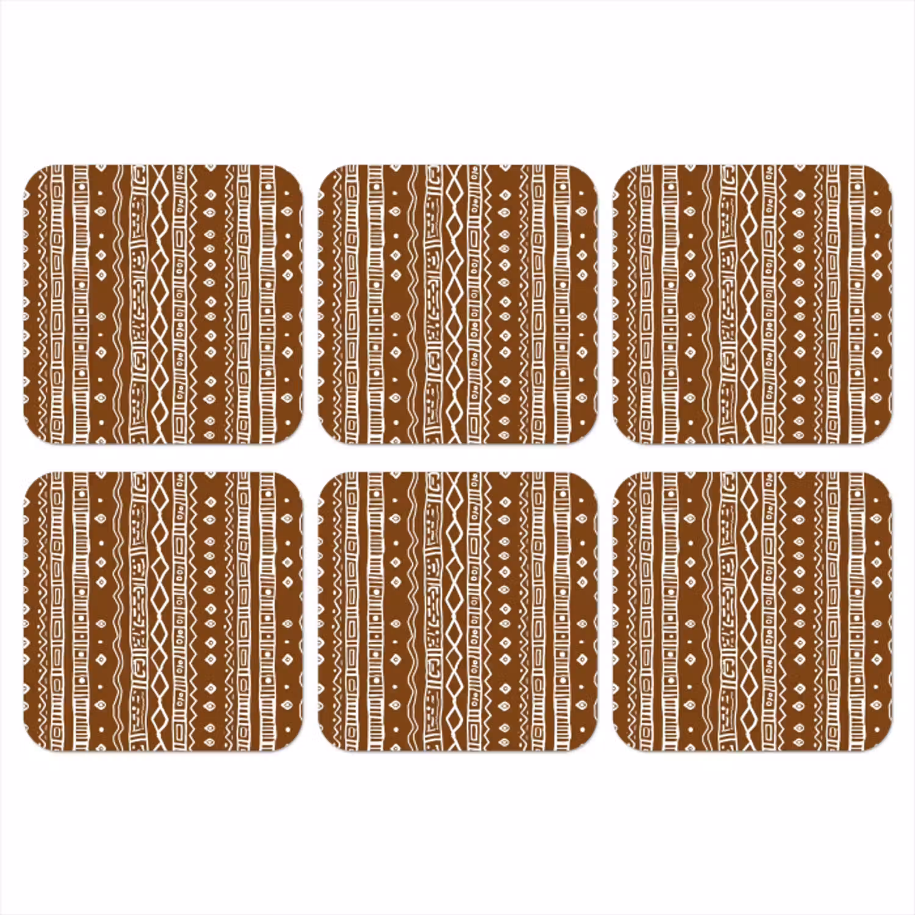 Chocoladebruin - Etnisch - Tribaal - Patroon onderzetter kurk middel 366 -3d
