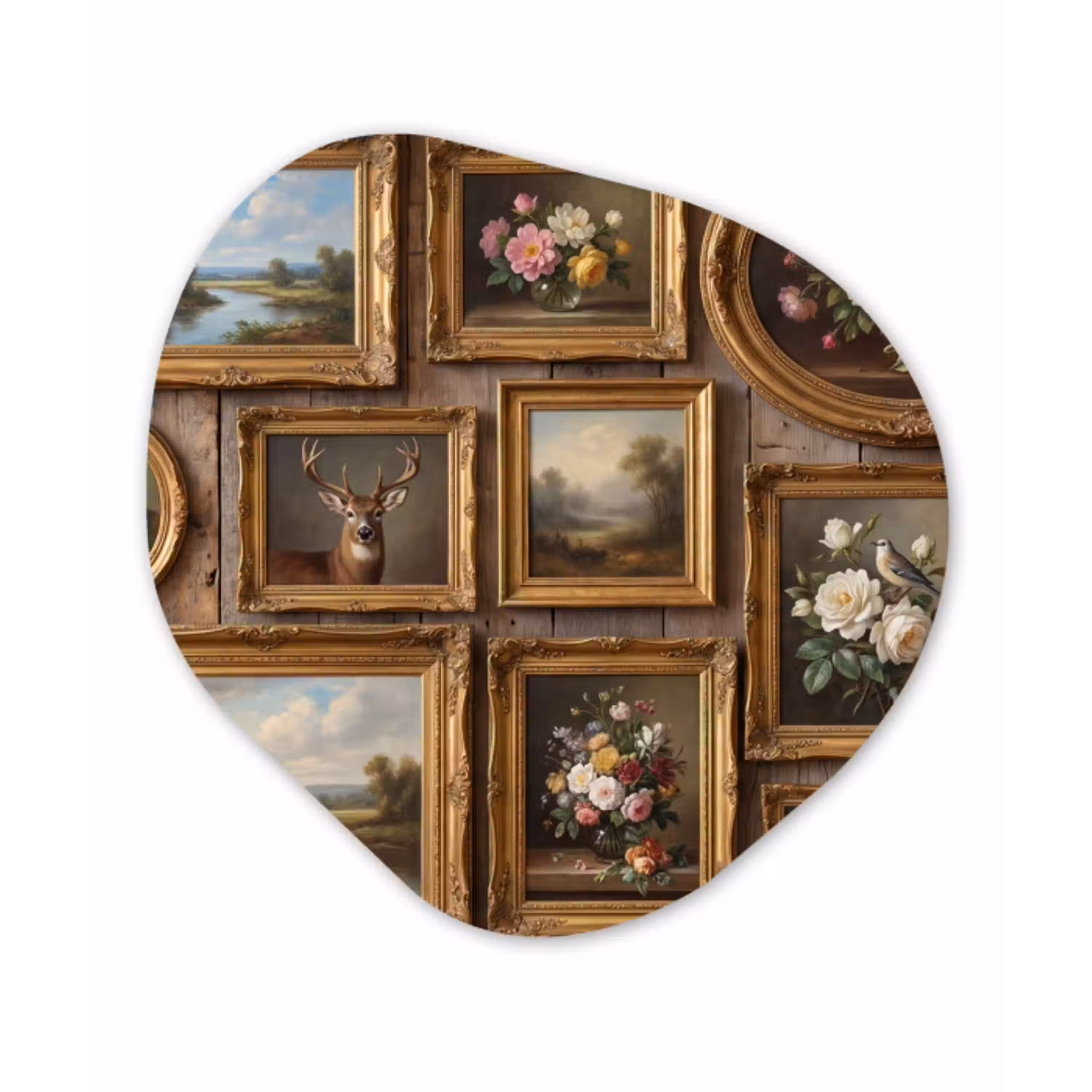 Bloemen - Rozen - Klassiek - Vaas - Kleurrijk Wandcirkel Organisch Aluminium middel -3d