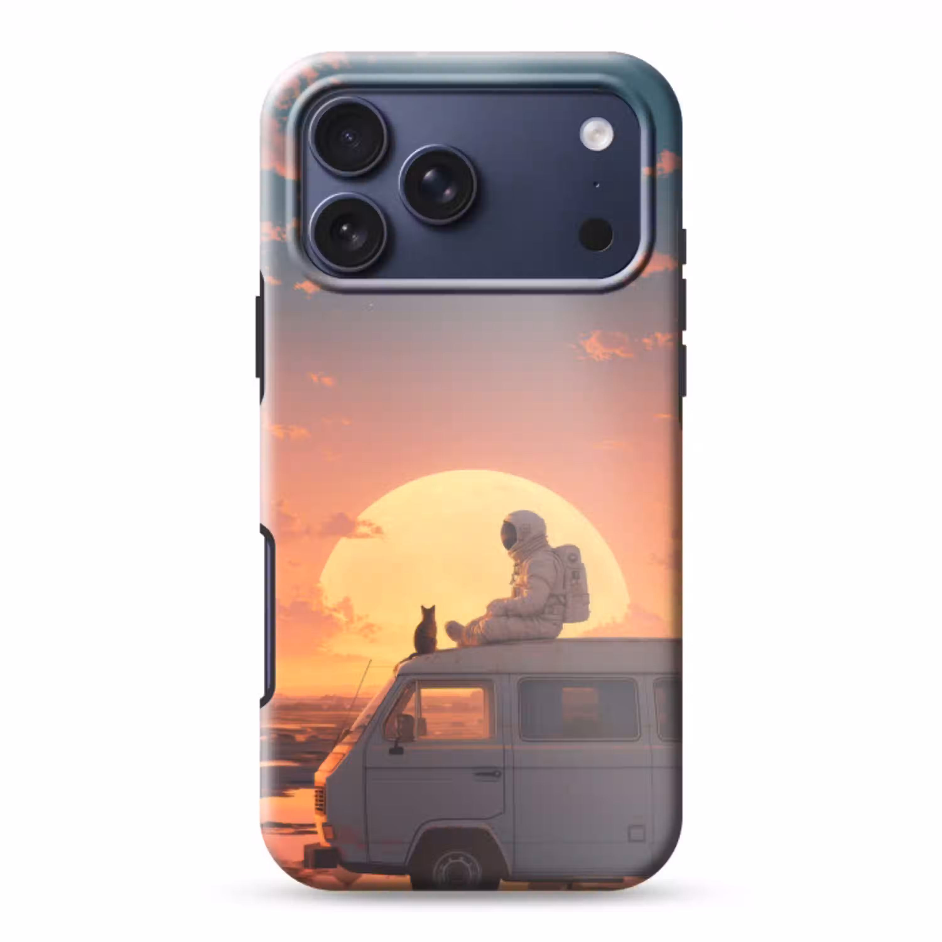 Busje - Kat - Zonsondergang - Oranje Toughcase MagSafe Apple iPhone 17 Pro Max klein -3d