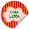 Ciao bella - Tekstwolk - Strepen - Oranje Wandcirkel behangsticker klein -3d