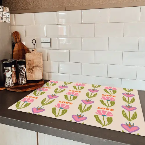 Love - Patroon - Bloemen - Hartjes Inductie beschermer vinyl 3mm klein 276 -sfeer3