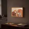 Olifanten - Oranje - Abstract Light Box met batterij (Wandlamp) middel -sfeer1
