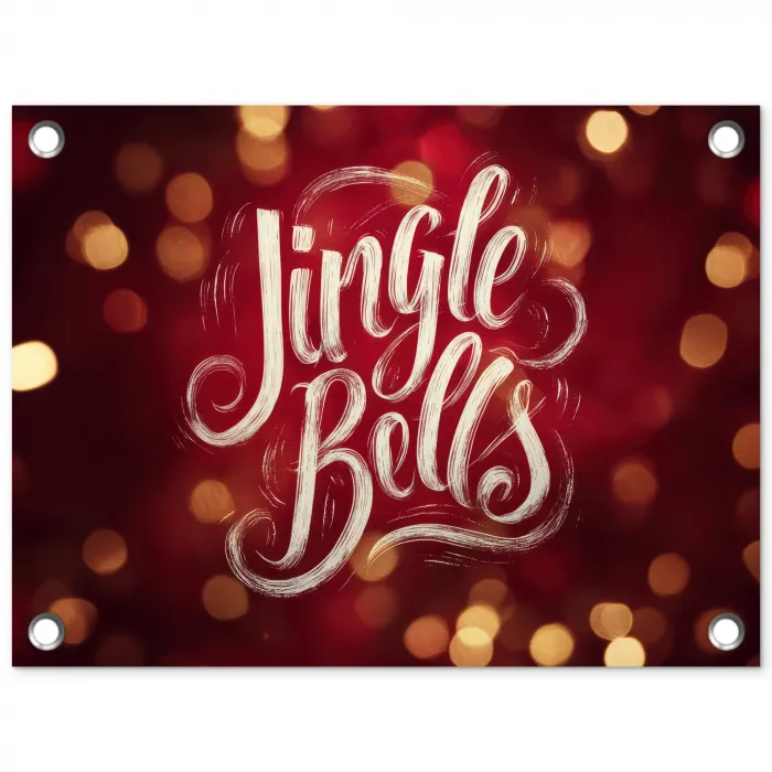 Jingle - Bells - Kerst - Rood tuinposter los doek klein -3d