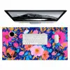 Bloemen - Blauw - Roze Muismat XXL klein -3d