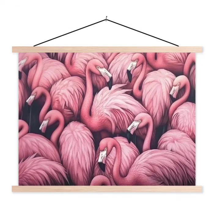 Flamingo - Roze - Dieren textielposter latten blank klein -3d
