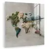 Wereldkaart - Geborduurd - Aardetinten plexiglas 5mm klein -zzzproduct_nieuw