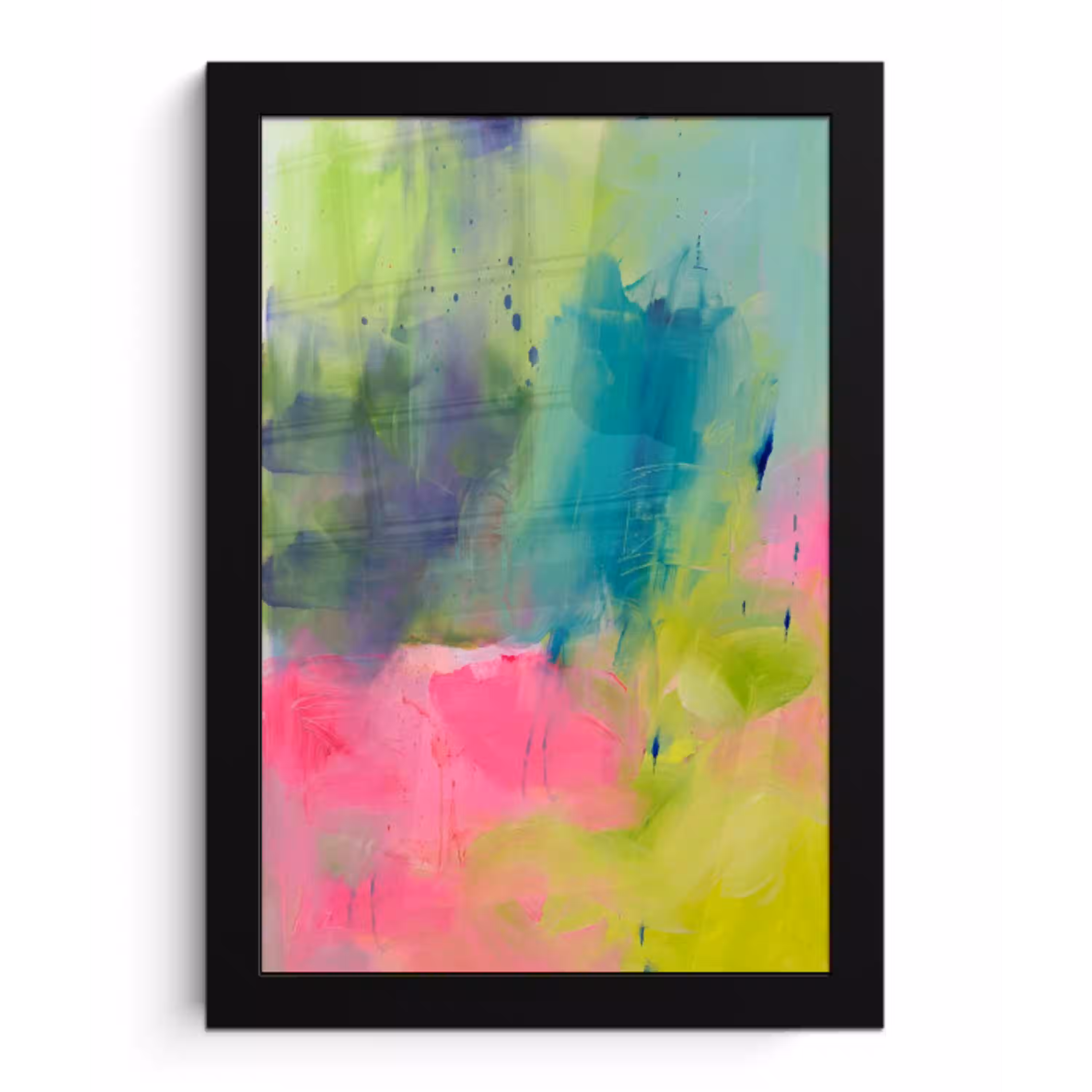 Abstract - Kleuren - Modern - Groen - Roze fotolijst zwart zonder passe partout klein -3d