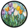 Mozaïek - Veld - Tulpen - Kleurrijk Fotolijst rond zonder passe partout klein -3d