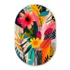 Schilderij - Abstract - Bloemen - Roze Wandcirkel Ovaal Glas middel -3d
