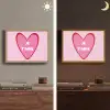 Hart - Frans - Valentijn - Roze Light Box met batterij (Wandlamp) middel -sfeer3