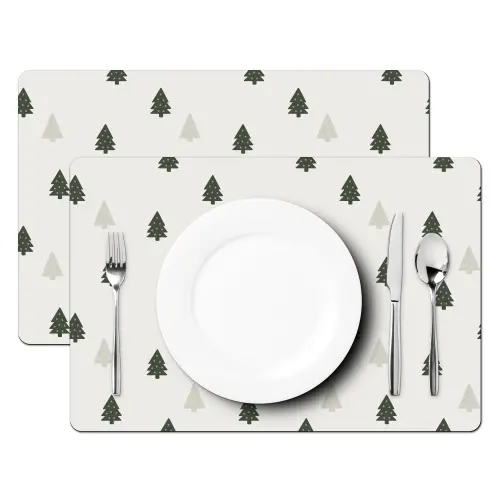 Illustratie - Kerstbomen - Wit Placemat vinyl groot 368 -zzsfeer2_Kitchenyeah-website