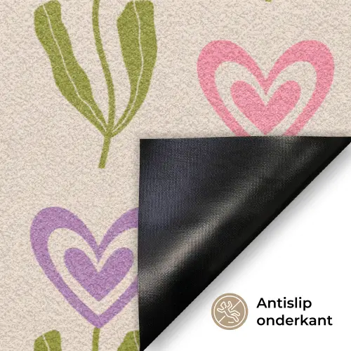 Bloemen - Hartjes - Patroon Deurmat klein 898 -antislip_NL