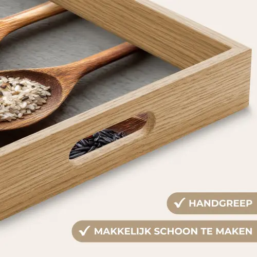 Houten - Lepels - Rijst - Zaden Dienblad Rechthoek middel -USP_HandgreepNL