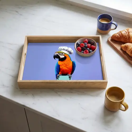 Papegaai - Koksmuts - Vogel - Leuk Dienblad Rechthoek middel -sfeer2