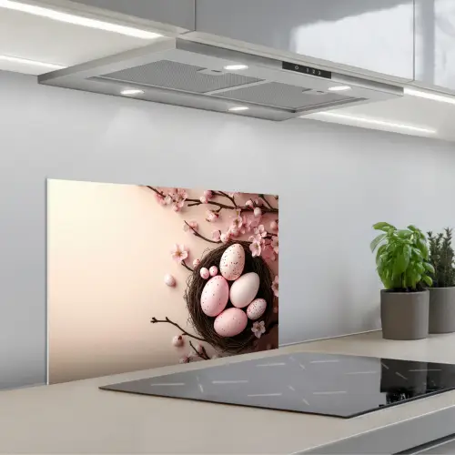 Roze - Bloesems - Eieren keuken achterwand spatscherm klein -3d_schuin