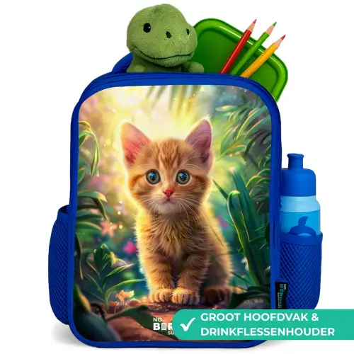 Kees kitten Kinderrugzak - Blauw middel -inhoud_NL