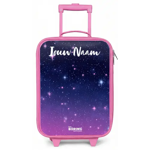 Sterren - Galaxy - Blauw - Roze Kinderkoffer - Roze klein -zz3dotto