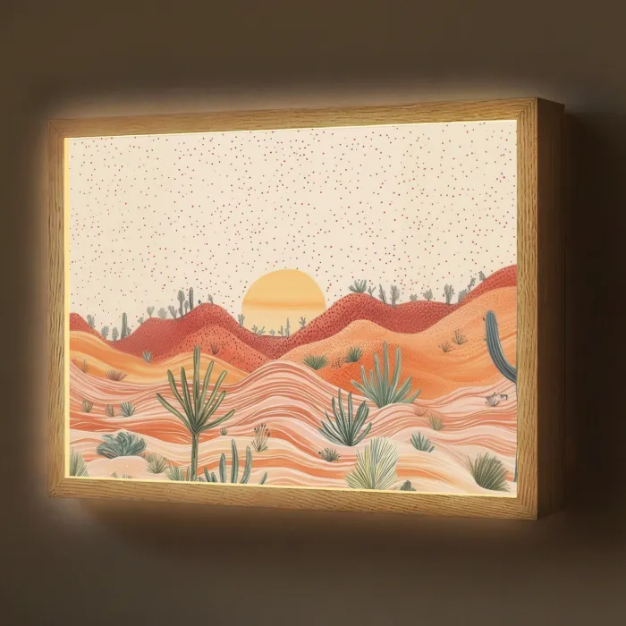 Landschap - Heuvels - Zonsondergang Light Box met batterij (Wandlamp) middel -z3d_website