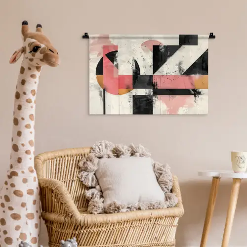 Roze - Abstract - Aesthetic - Modern - Vormen Wandkleed katoen klein -wsfeer5_kind