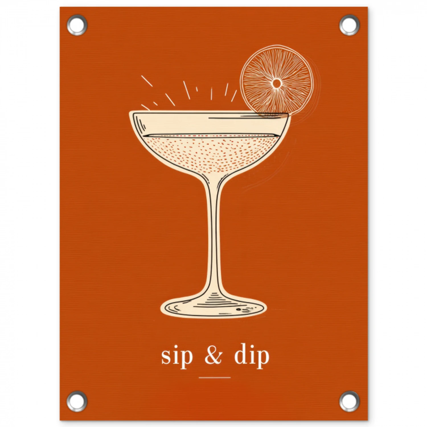 Cocktail - Oranje - Zomer - Quote tuinposter los doek klein -3d