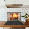 Doorkijk - Raam - Vuurtoren - Zonsondergang - Strand keuken achterwand spatscherm klein -sfeer2